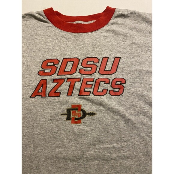 VTG 90s SDSU San Diego State University Ringer Tee L Aztecs NCAA College Faded - Picture 5 of 13